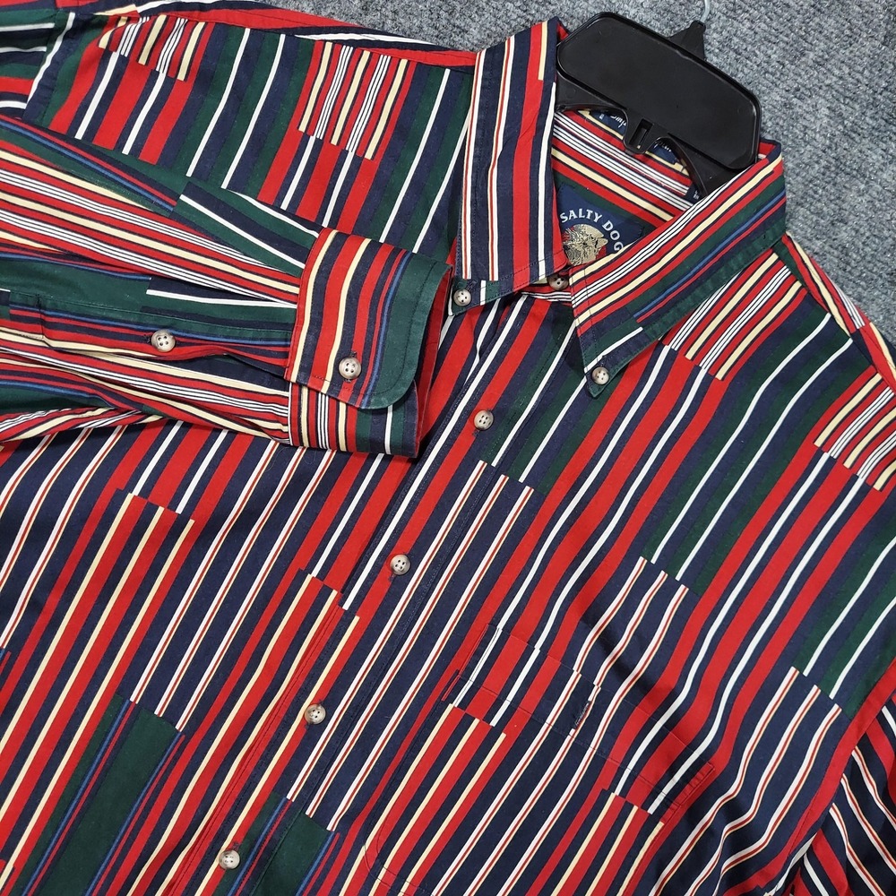 Vintage Gant‎ Salty Dog Shirt Mens Large Multicolor Striped Imperial Poplin 90s
